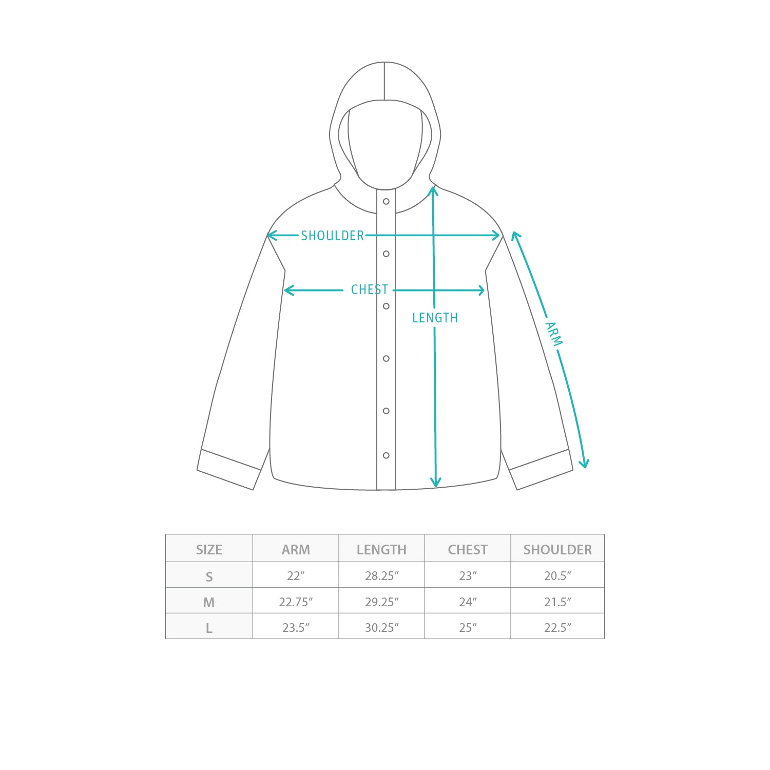 (ST567) Patchwork Hooded Shirt Size Chart