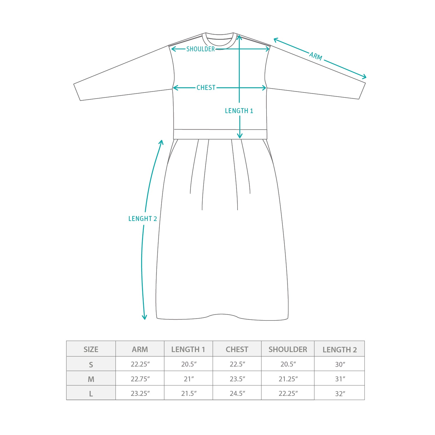 (SW479) Sweater Onepiece Dress Size Chart