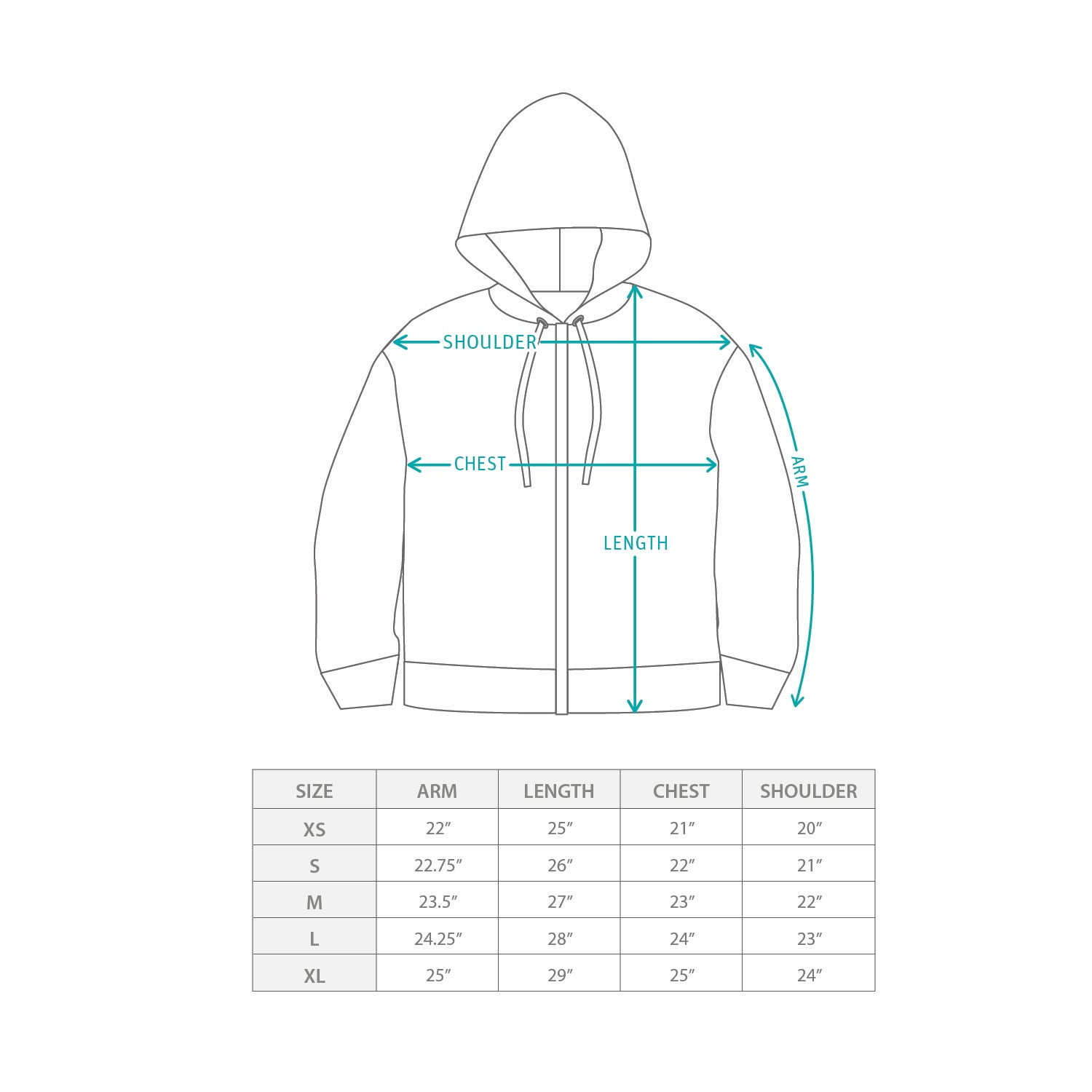 (SW480) P仔繡花有帽拉鍊外套 Size Chart