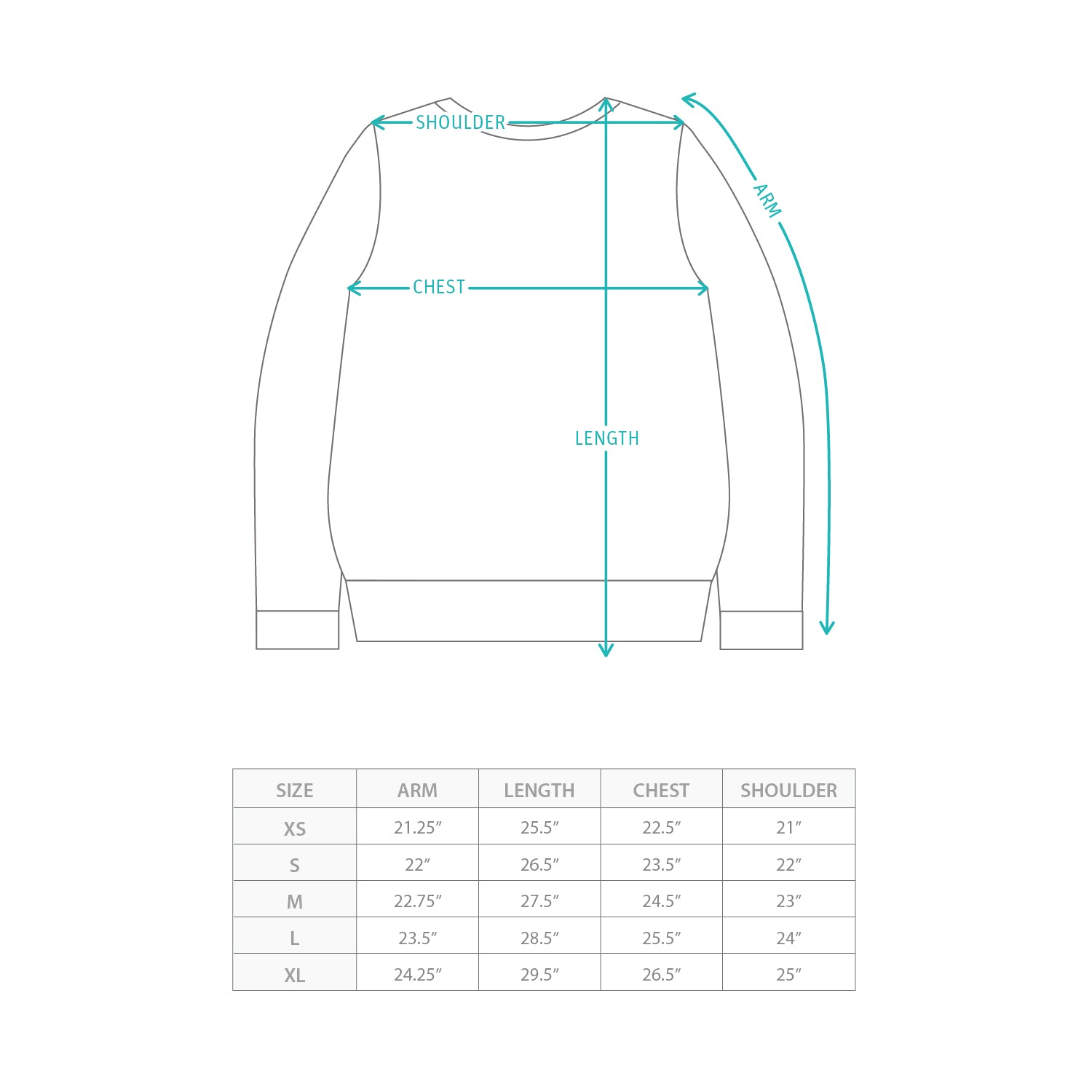 (SW515) Sacoche Sweater Size Chart