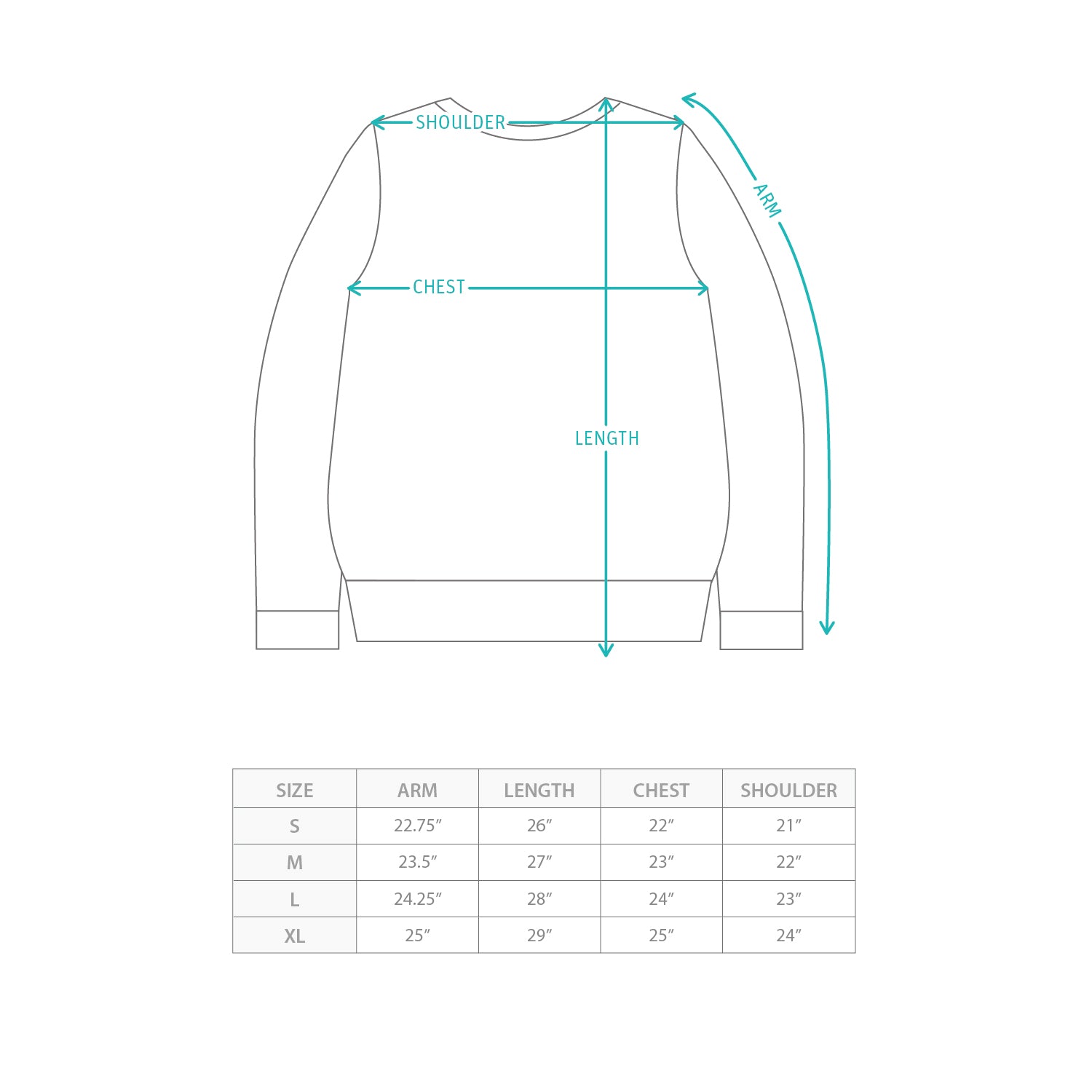 (SW518) Indigo Boro Sweater Size Chart