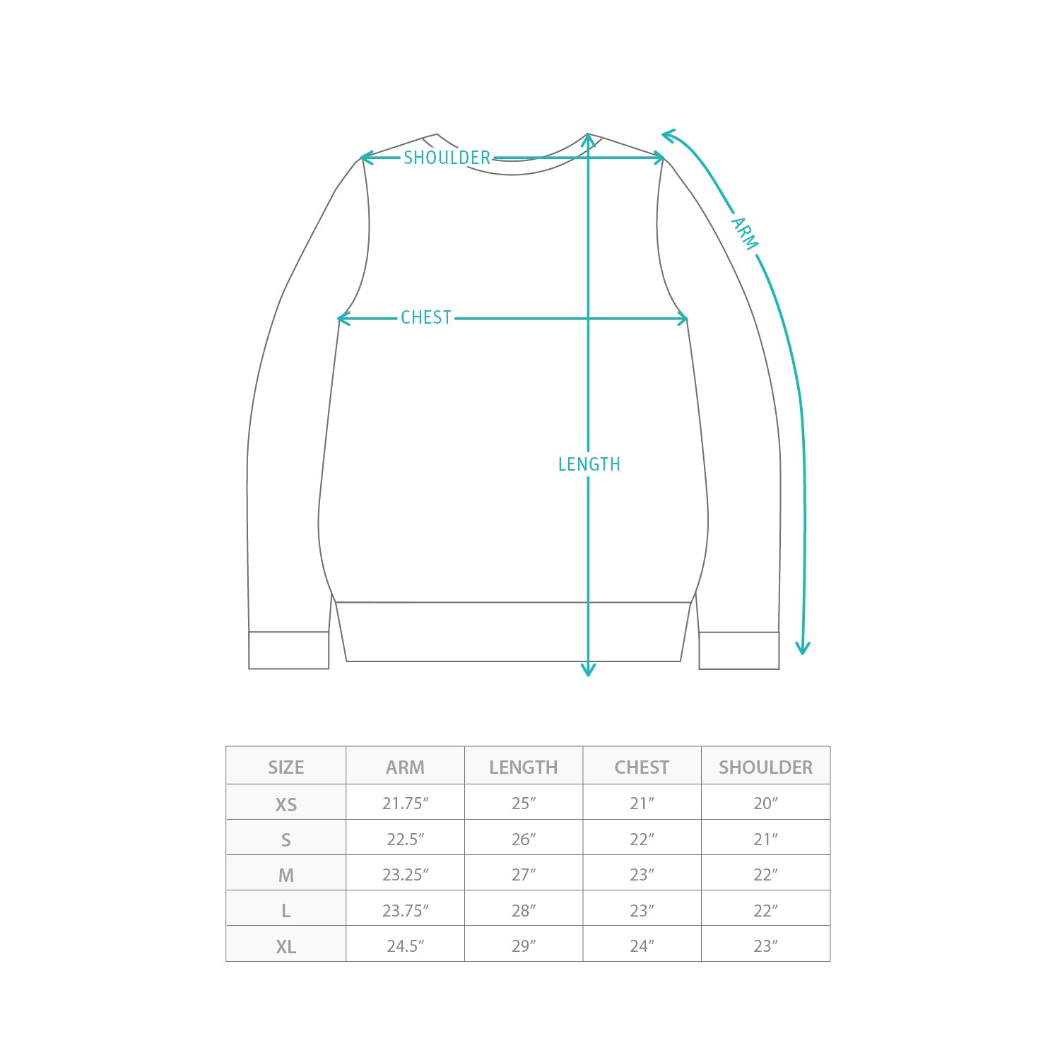 (SW523) Colorblock Sweater Size Chart