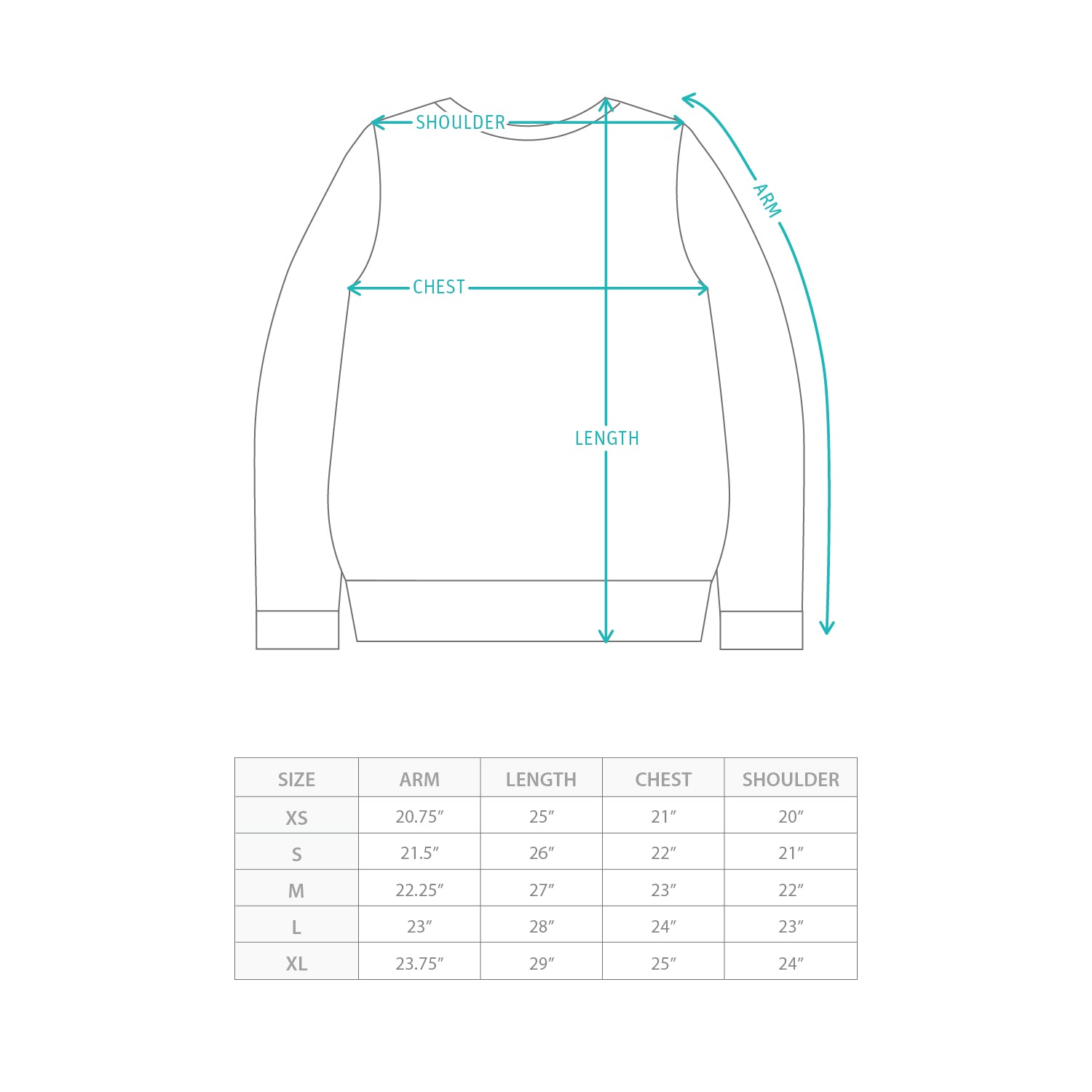 (SW571) Tonal Patchwork Sweatshirt Size Chart