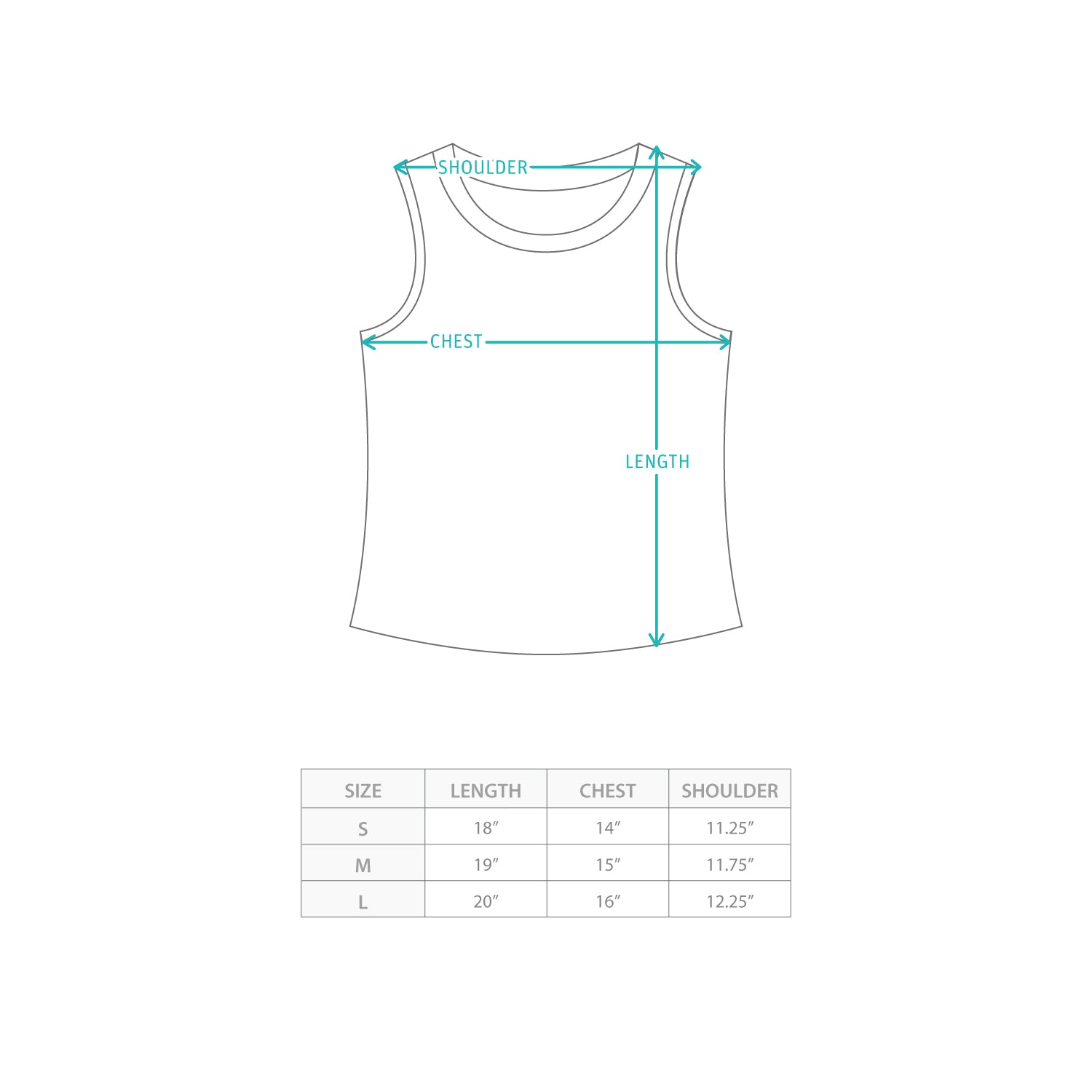 (TP1619) Layered Vest Size Chart