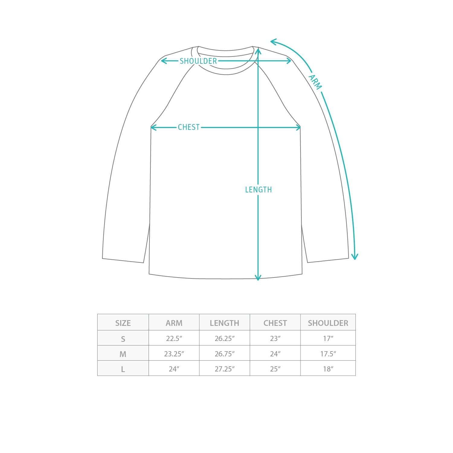 (TP1690) 2 Way Pullover Size Chart