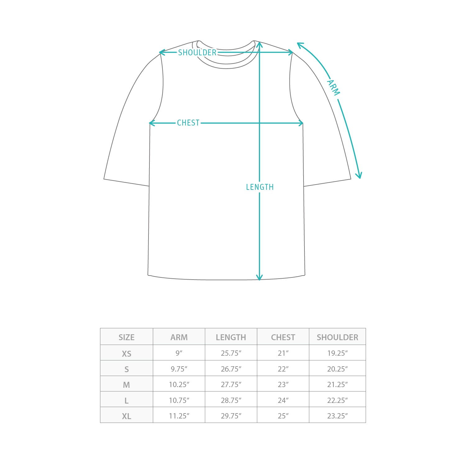 (TP1738) 雙面Tee Size Chart
