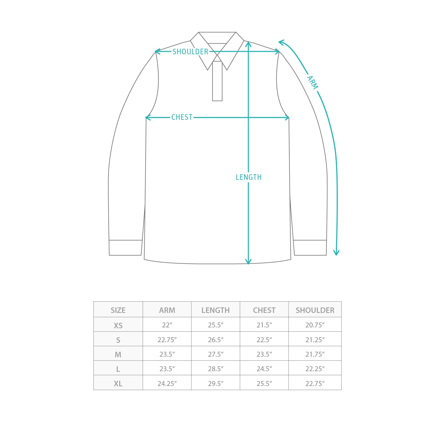 (TP1767) 橫間長袖欖球Polo Size Chart