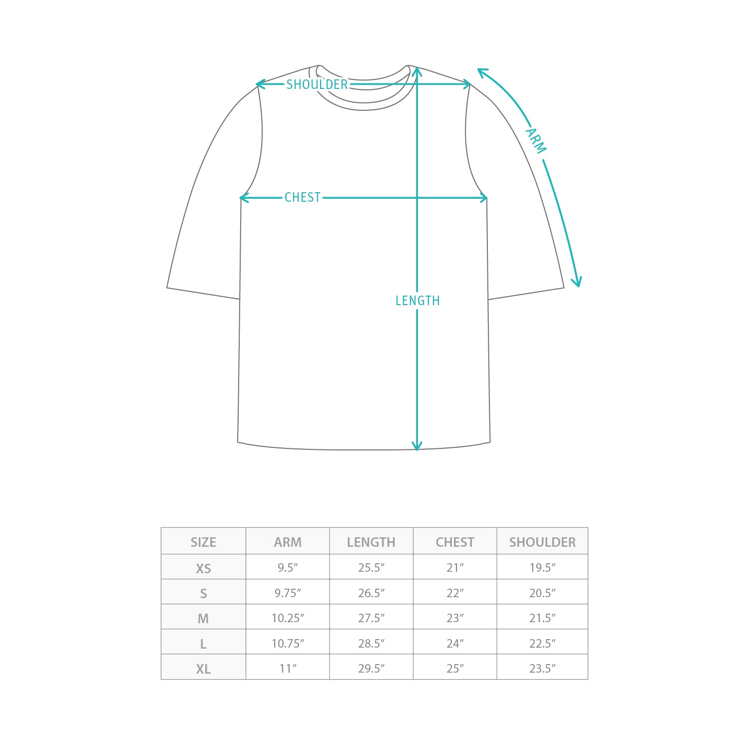 (TP1786) 機能涼感Tee Size Chart