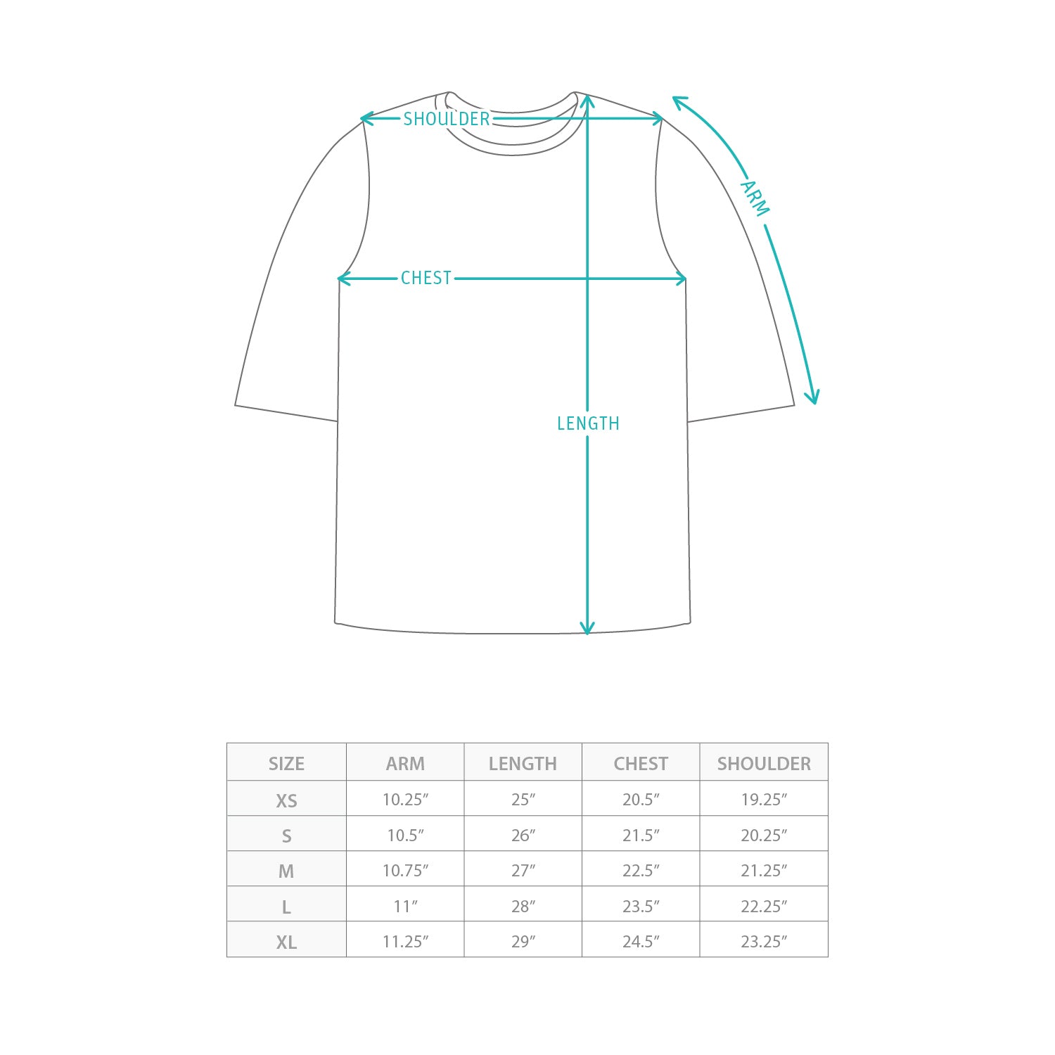 (TP1793) Number Tee Size Chart