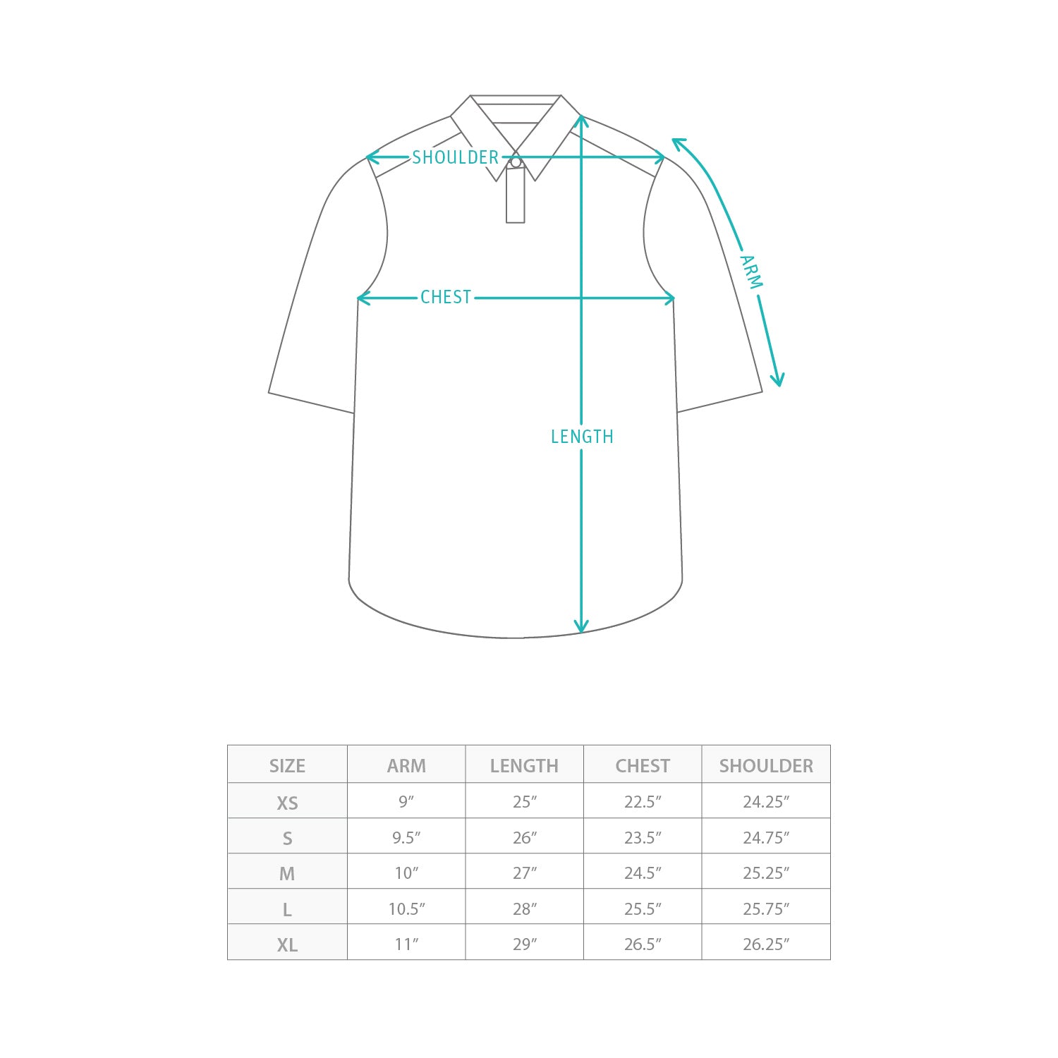 (TP1801) 闊身橫間Polo Size Chart