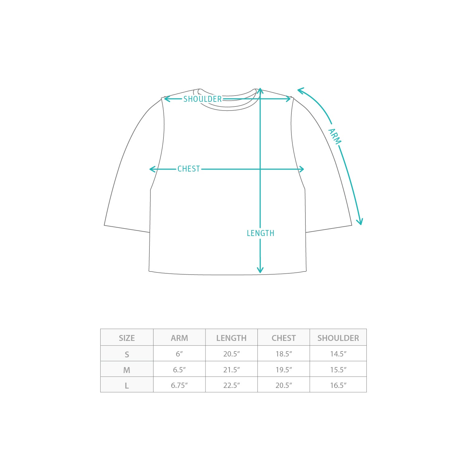 (TP1812) Ribbon Tee Size Chart