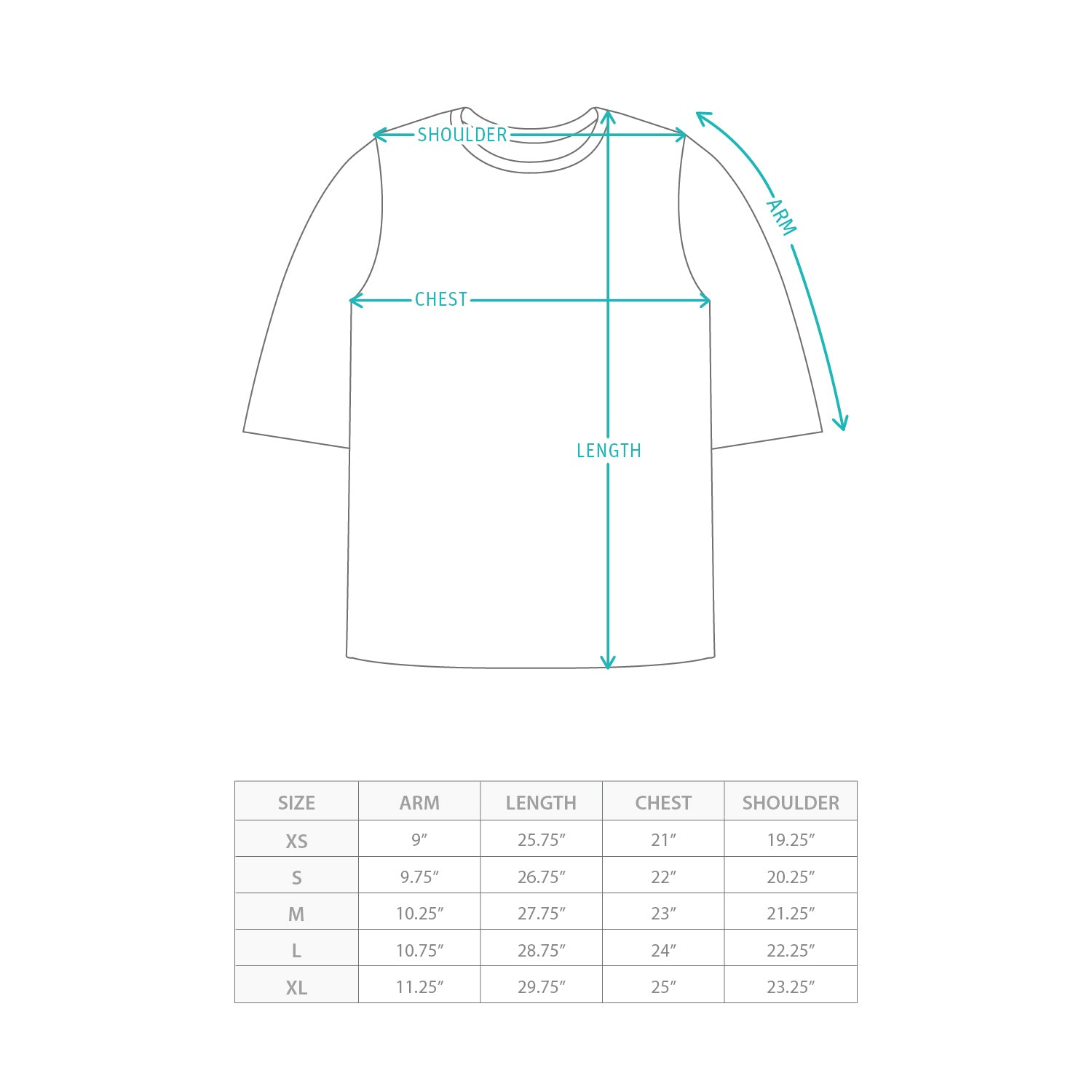 (TP1822) Cool Touch Reversible Tee Size Chart