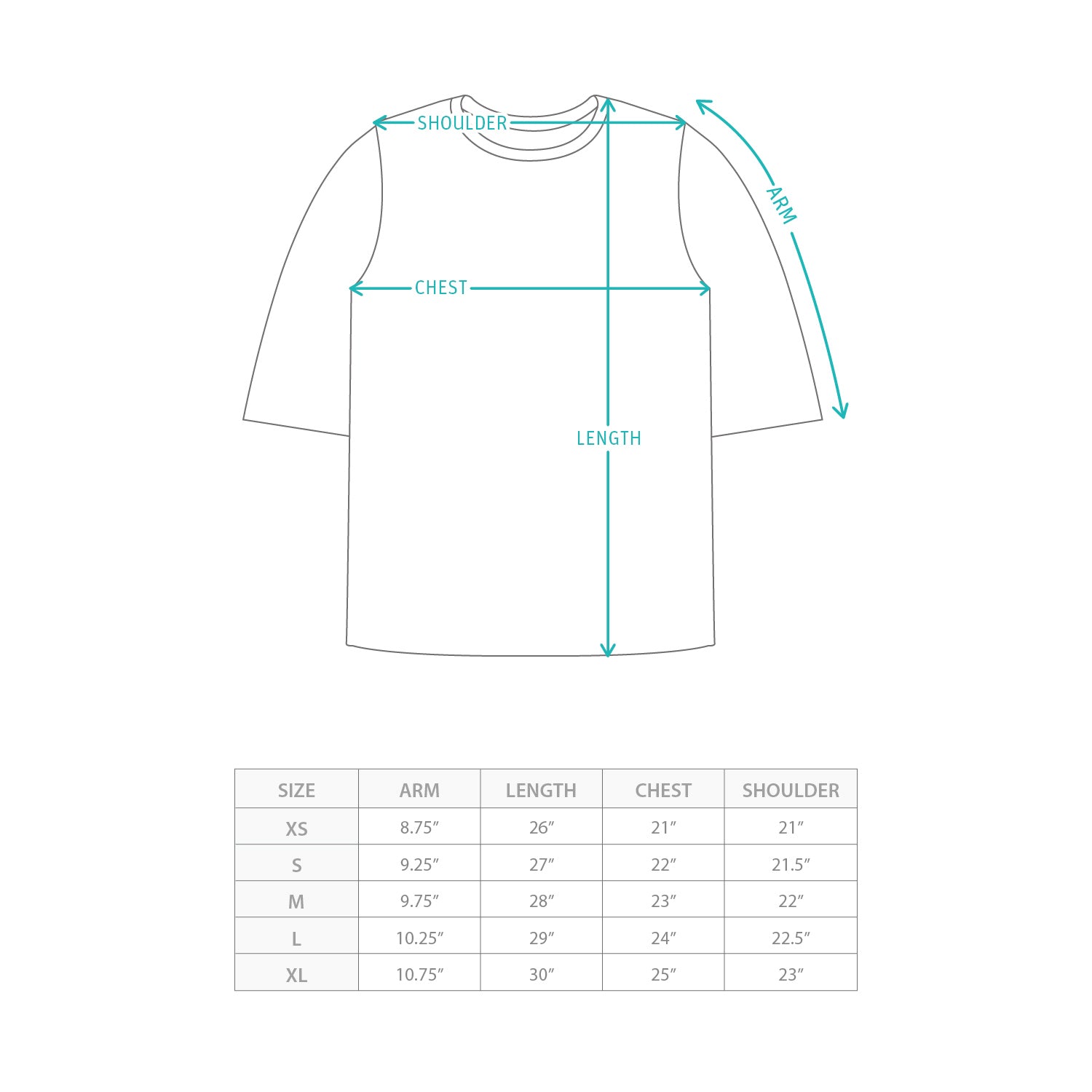 (TP1838) Contrast Rib Waffle Tee Size Chart