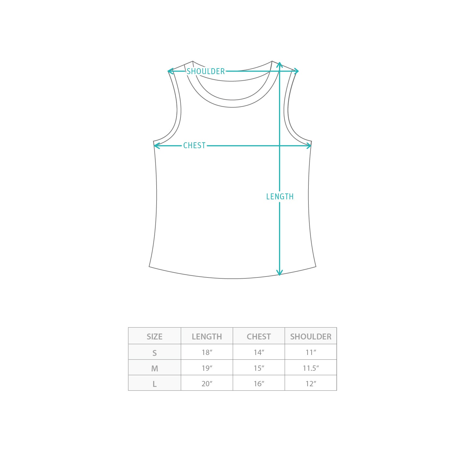 (TP1872) Double Layer Camisole Size Chart