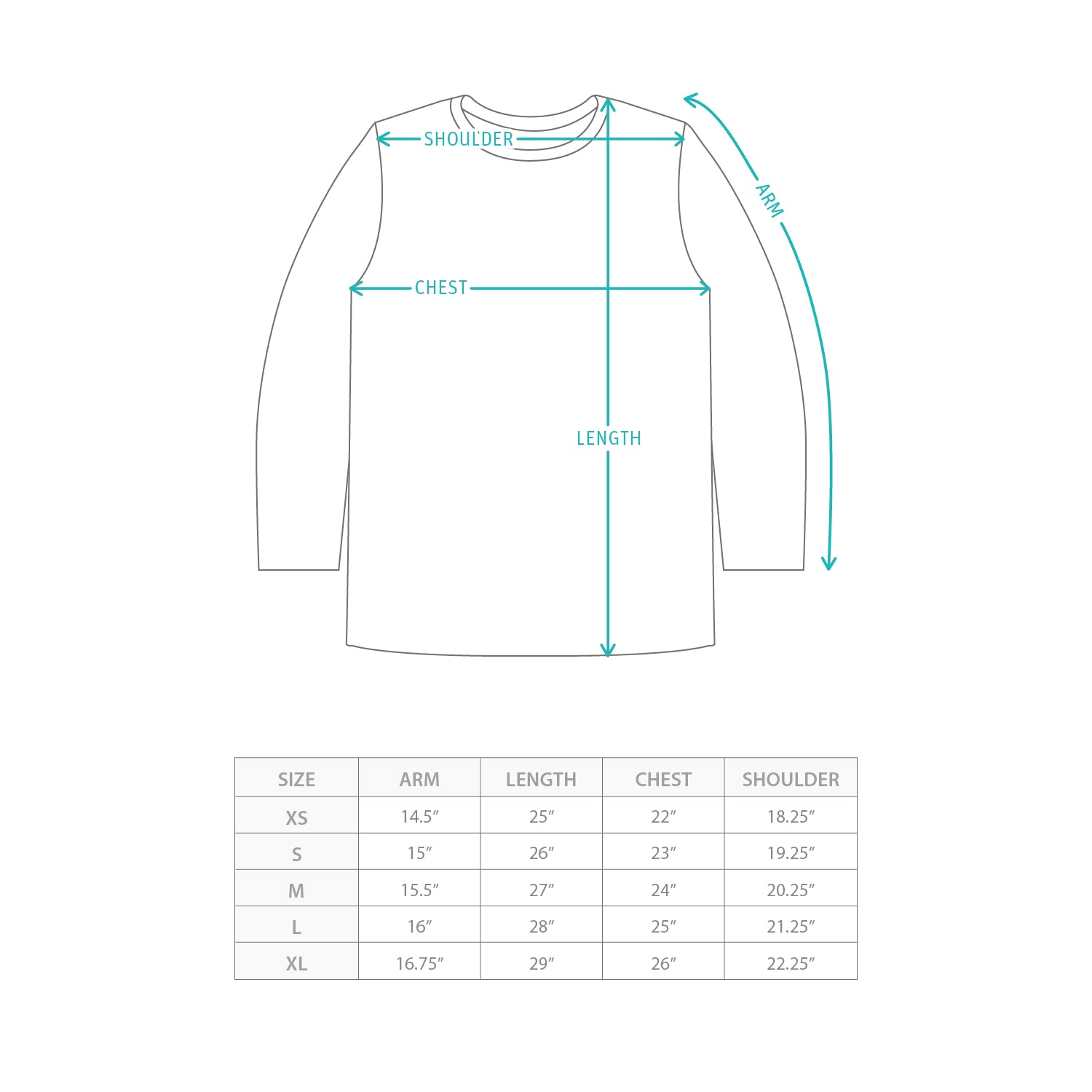 (TP1891) Air Layer 7/L Tee Size Chart