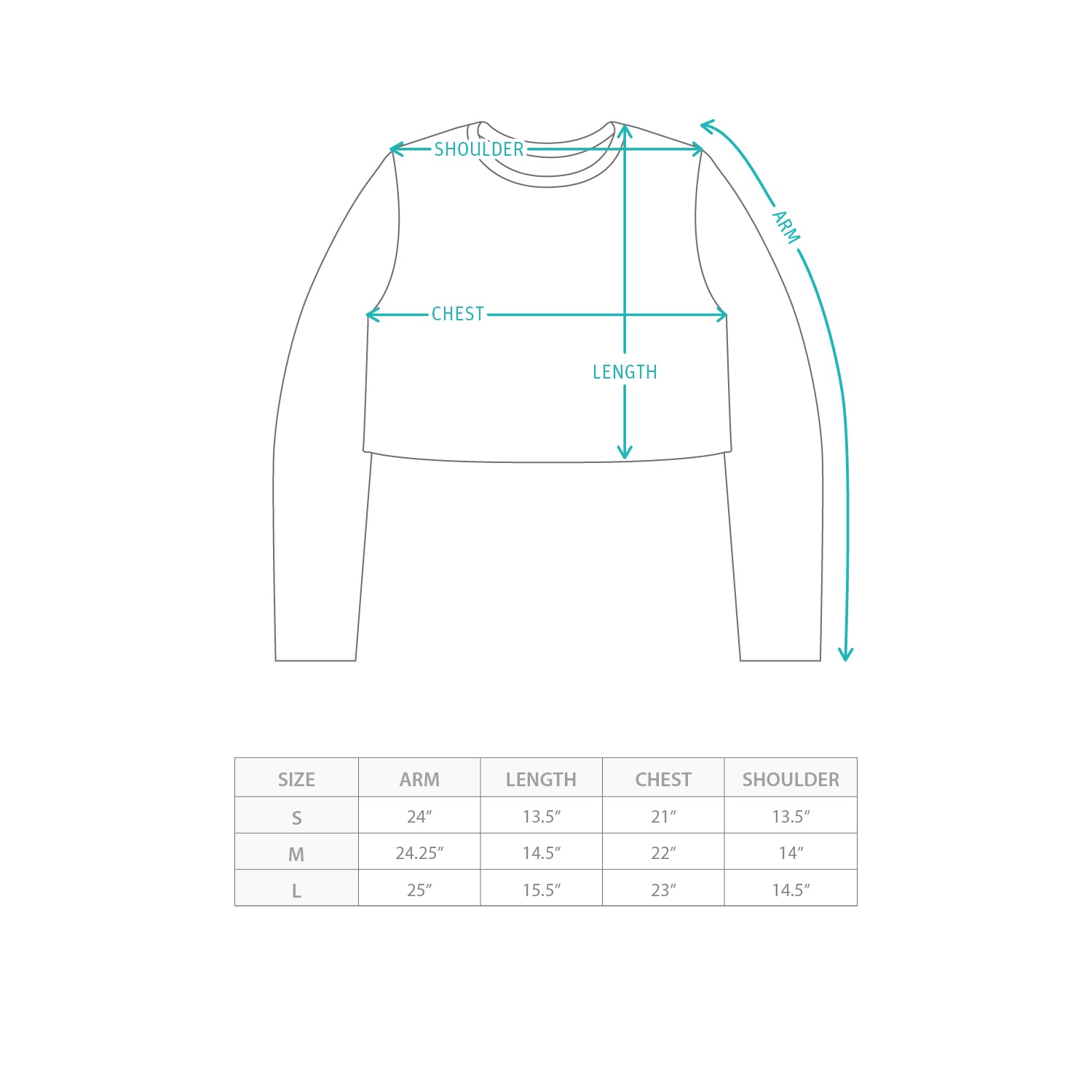 (TP1903) Washed Cropped Tee Size Chart