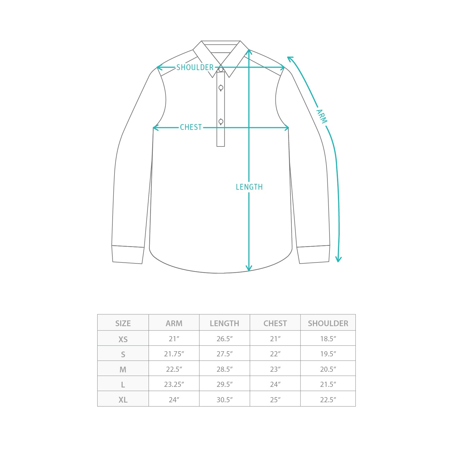 (TP1905) Rugby Shirt Size Chart