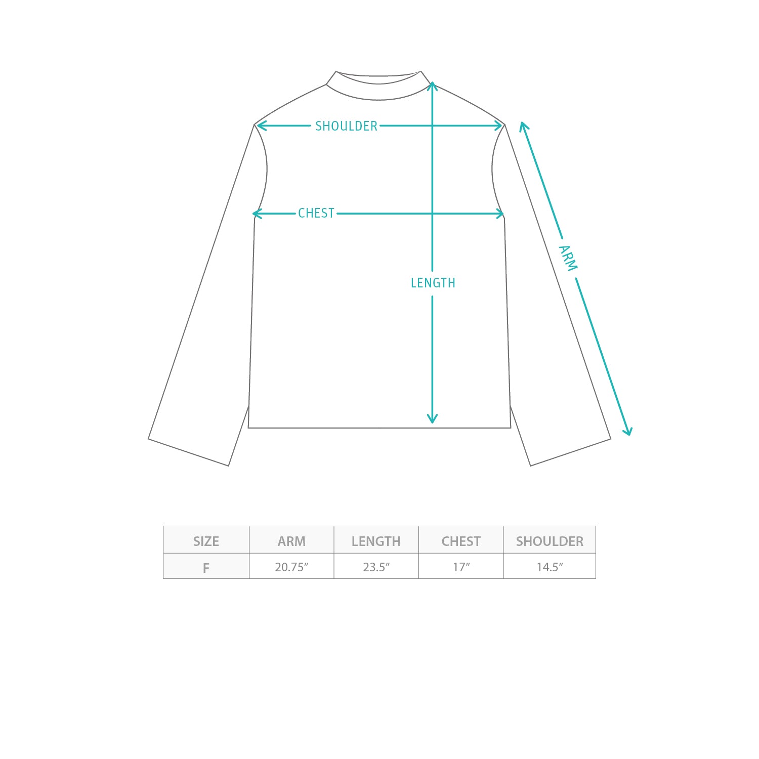 (TP1910) Waffle Long Sleeve Tee Size Chart