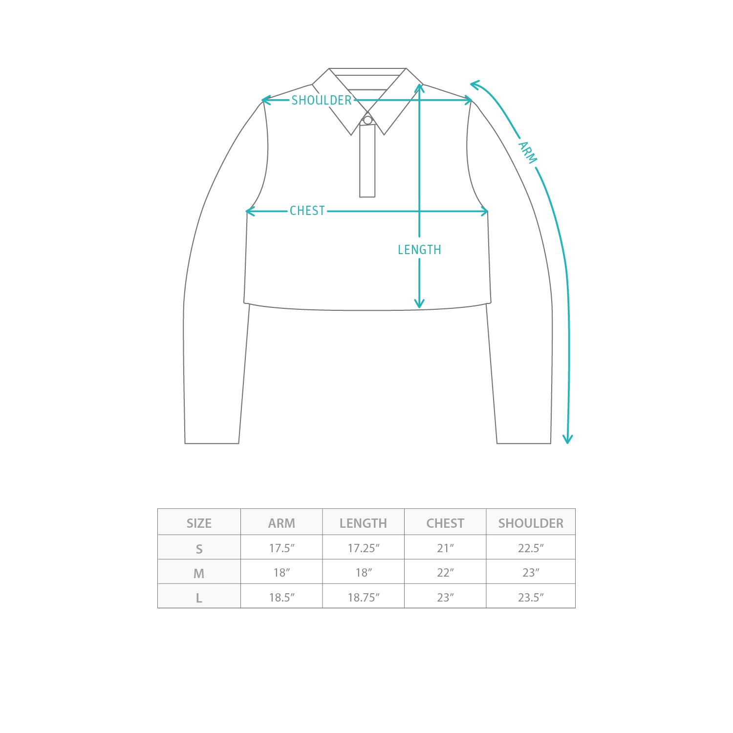 (TP1922) Cropped Lace Collar Polo Size Chart