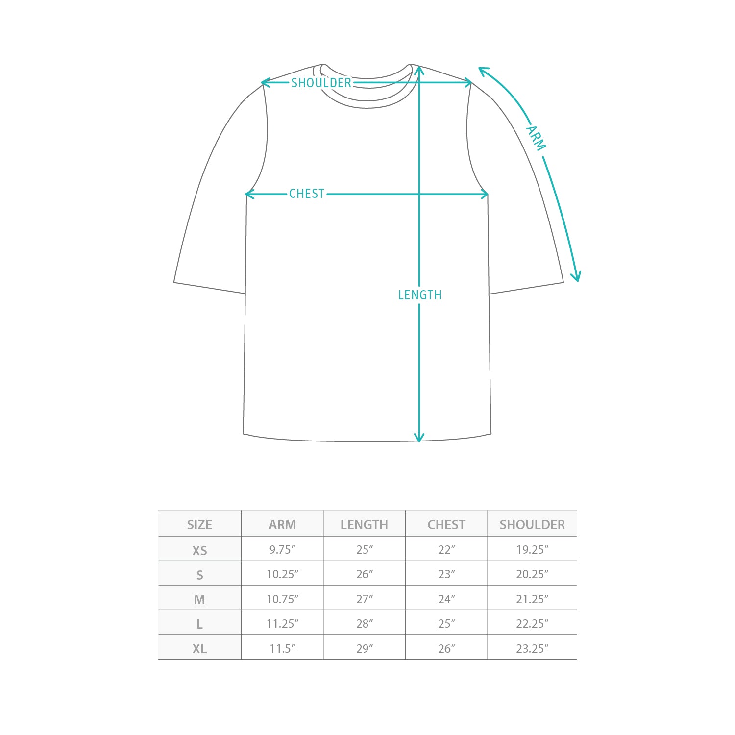 (TP1948) Tech Tee Size Chart