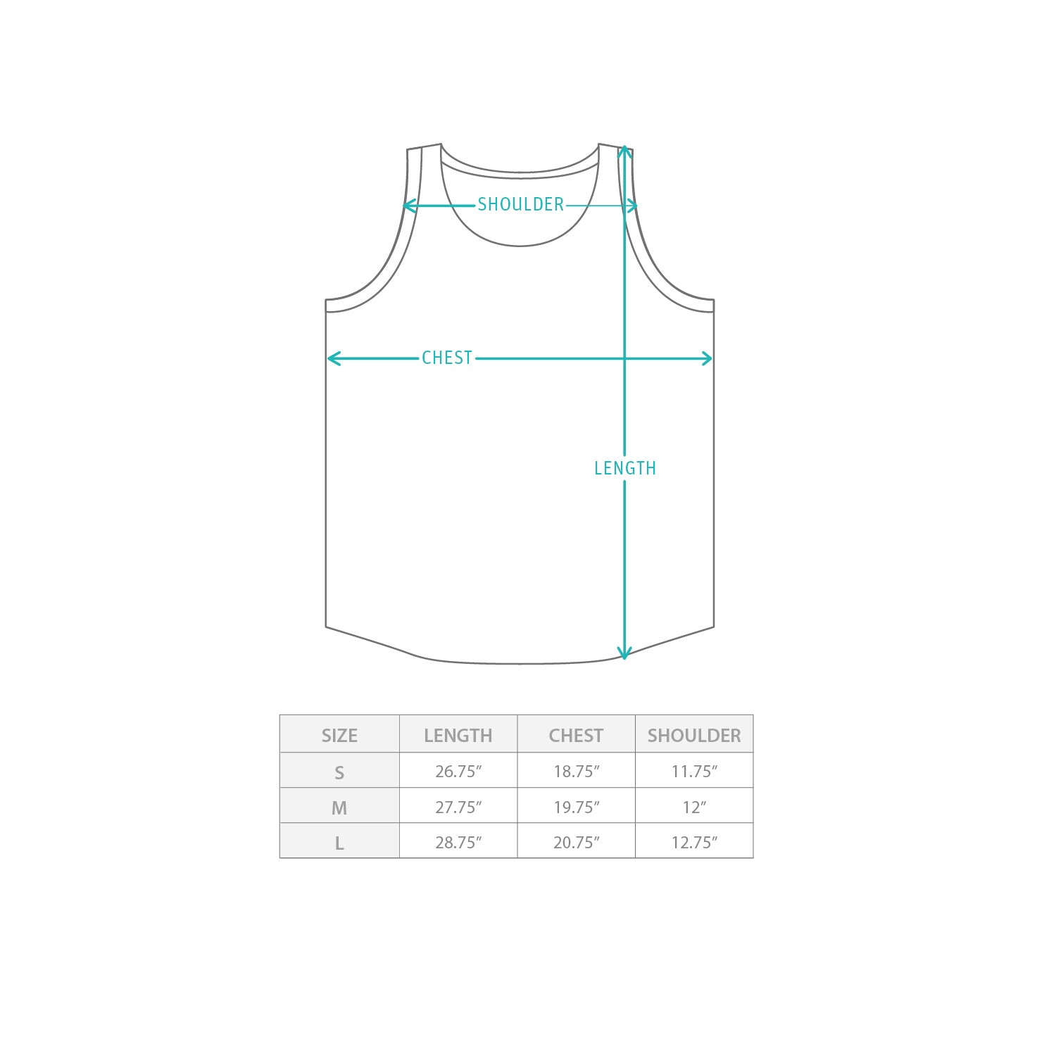 (VT1870) Elastic Tank Top Size Chart