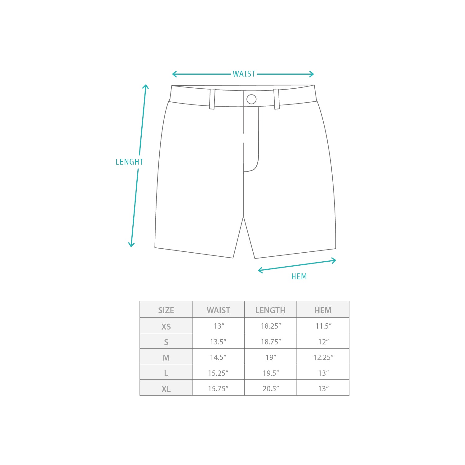 (YP401) Washed Easy Shorts Size Chart