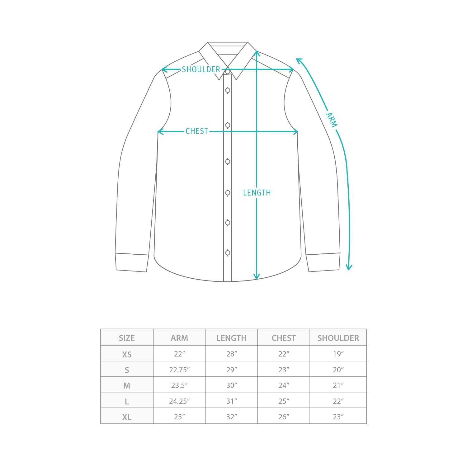 (YS489) Shirt and Tie Set Size Chart
