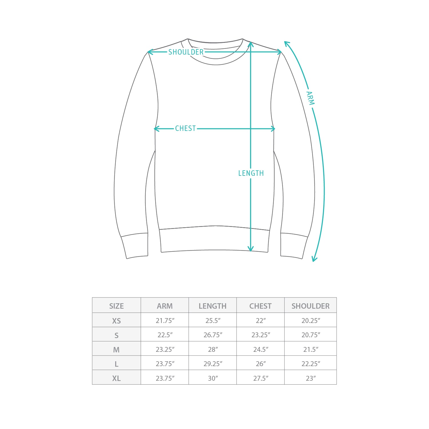 (YW563) The End Photoprint Sweater Size Chart