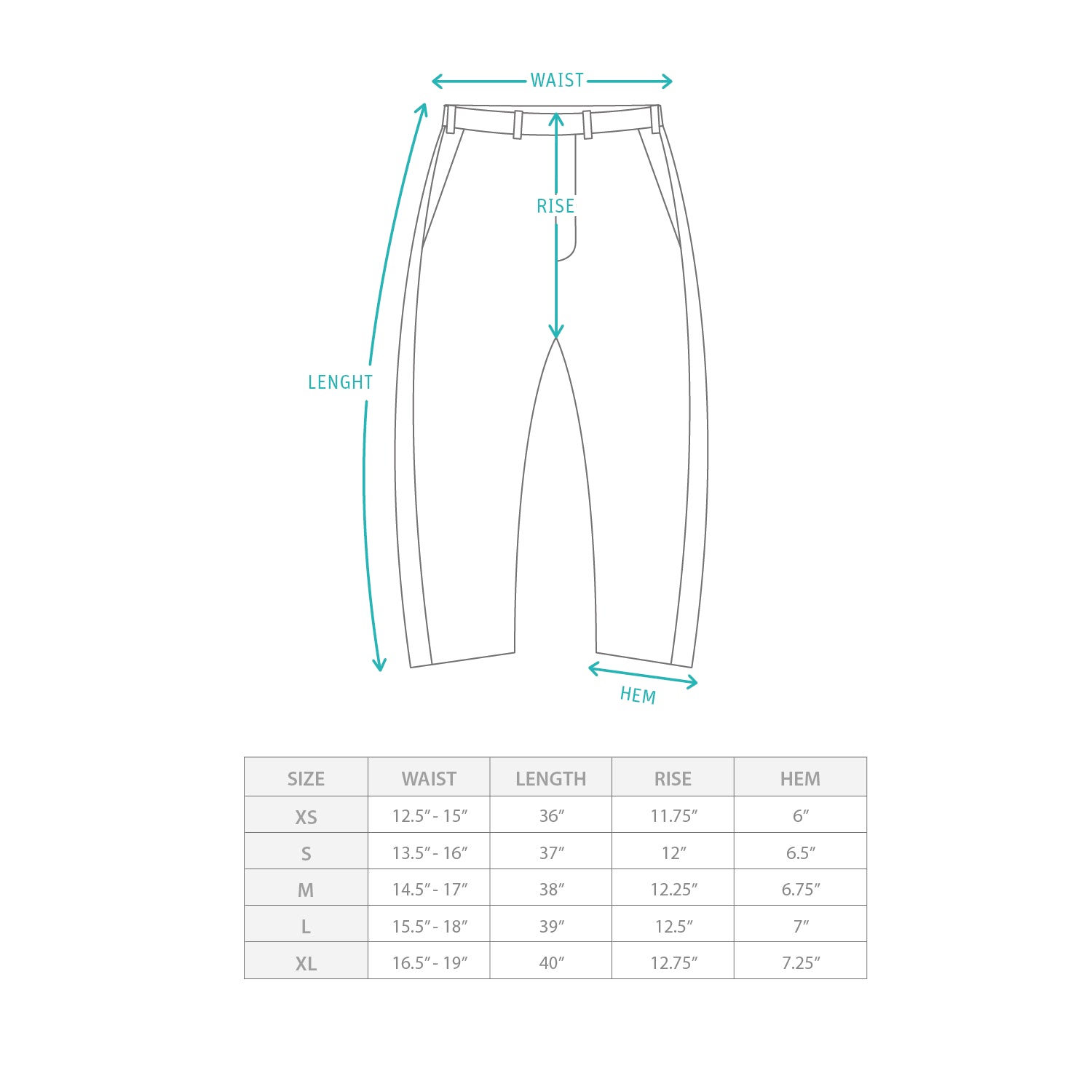 (PT337) 4防褲 Pro Pants Regular Size Chart