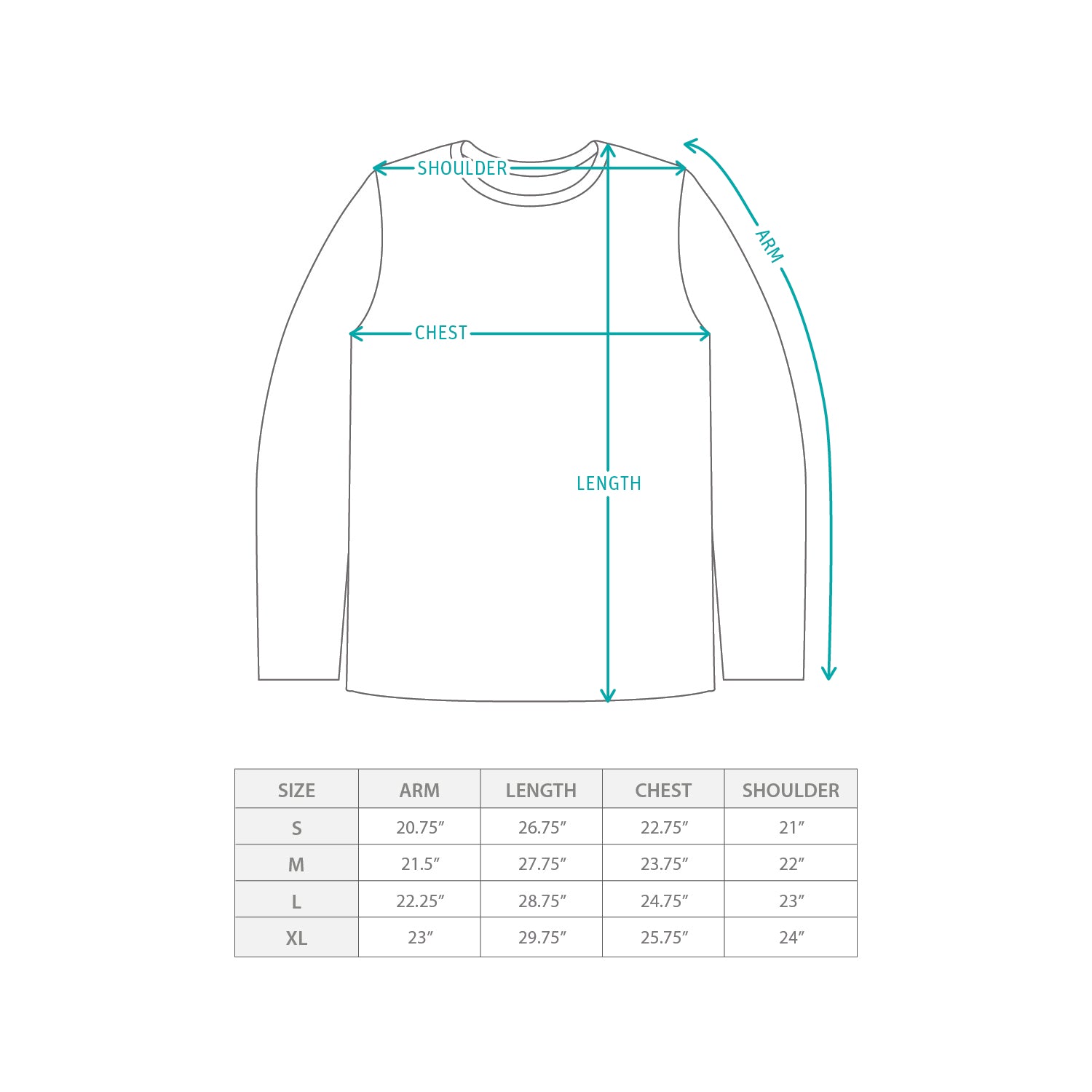 (EX586) Melty Face Graphic Long Sleeve Tee Size Chart