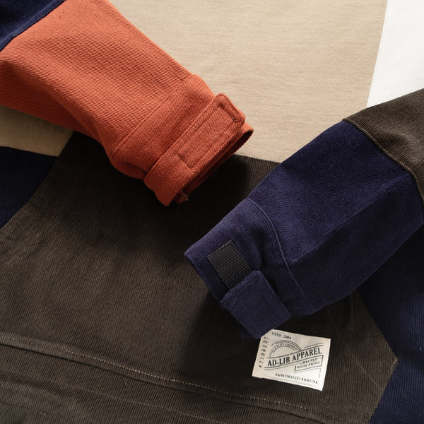 (SW329) Corduroy Patchwork Hooded Pullover