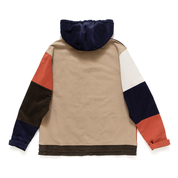 (SW329) Corduroy Patchwork Hooded Pullover
