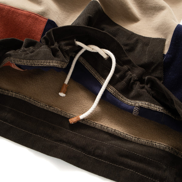 (SW329) Corduroy Patchwork Hooded Pullover