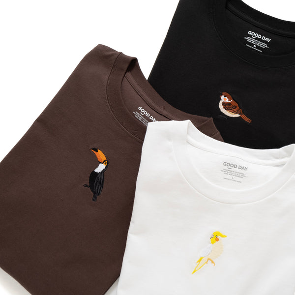 (ZT1012) Sparrow Graphic Embroidery Tee