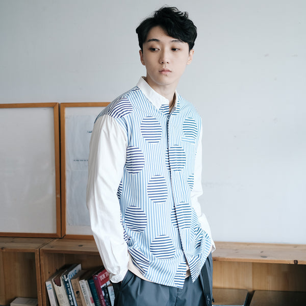 (ST193) Dots Pattern Button Down Shirt