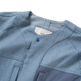 (JK309) Collarless Denim Stripe Jacket