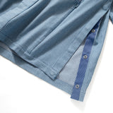 (JK309) Collarless Denim Stripe Jacket