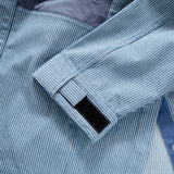 (JK309) Collarless Denim Stripe Jacket
