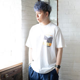 (ZT1094) Embroidery Patchwork Pocket Tee