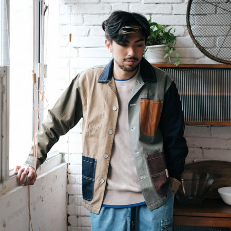 (YS276) Stripe Colorblock Pocket Shirt