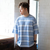 (TP760) Oversize Stripe Pocket Tee