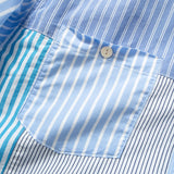 (ST202) Stripe Patchwork Shirt