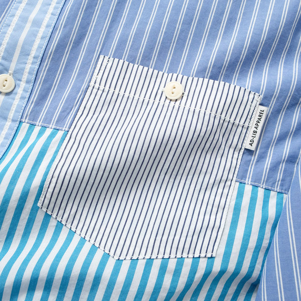 (ST202) Stripe Patchwork Shirt