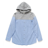 (ST227) Mix Fabric Hooded Shirt
