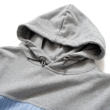 (ST227) Mix Fabric Hooded Shirt