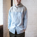 (ST227) Mix Fabric Hooded Shirt