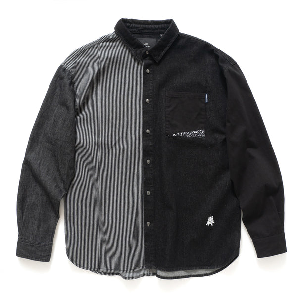 (EX273) Black Denim Patchwork Shirt