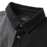 (EX273) Black Denim Patchwork Shirt