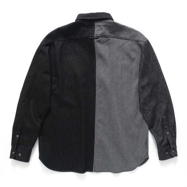 (EX273) Black Denim Patchwork Shirt