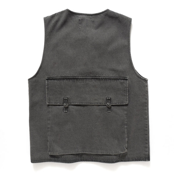 (JK272) Black Denim Mandarin Vest